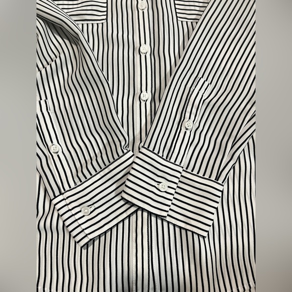 Express black & white striped slim fit portofino shirt size S - Picture 8 of 8